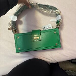 Aldo Green Clutch with Gold Accents